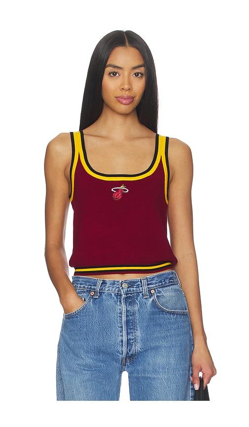 terez x revolve miami heat crop knit tank top in red.