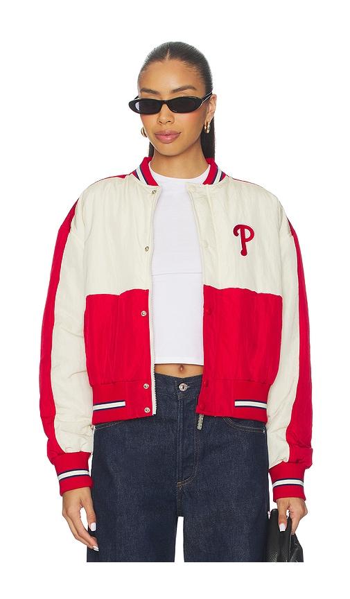 terez x revolve phillies crop bomber in red,white.