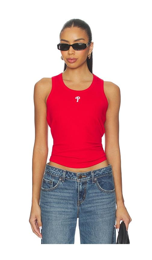 terez x revolve phillies scoop neck rib tank top in red.