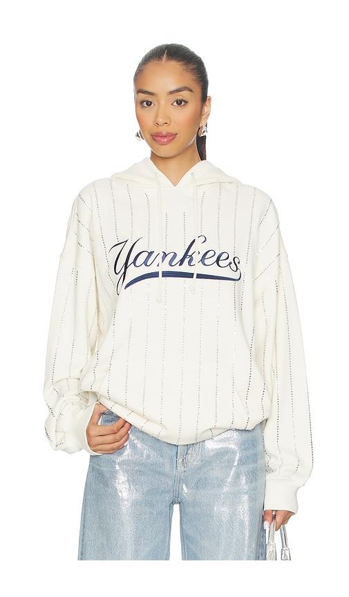 terez x revolve yankees gem pinstripe hoodie in white.