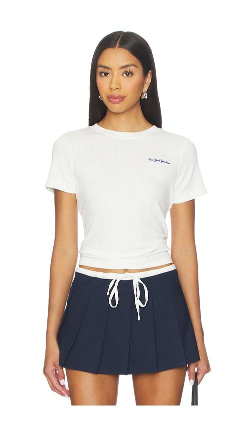 terez x revolve yankees pointelle baby tee in white.