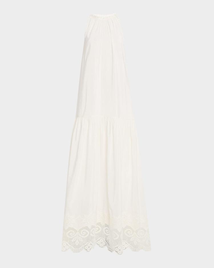 teri lace-trim halter maxi dress