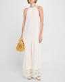 teri lace-trim halter maxi dress