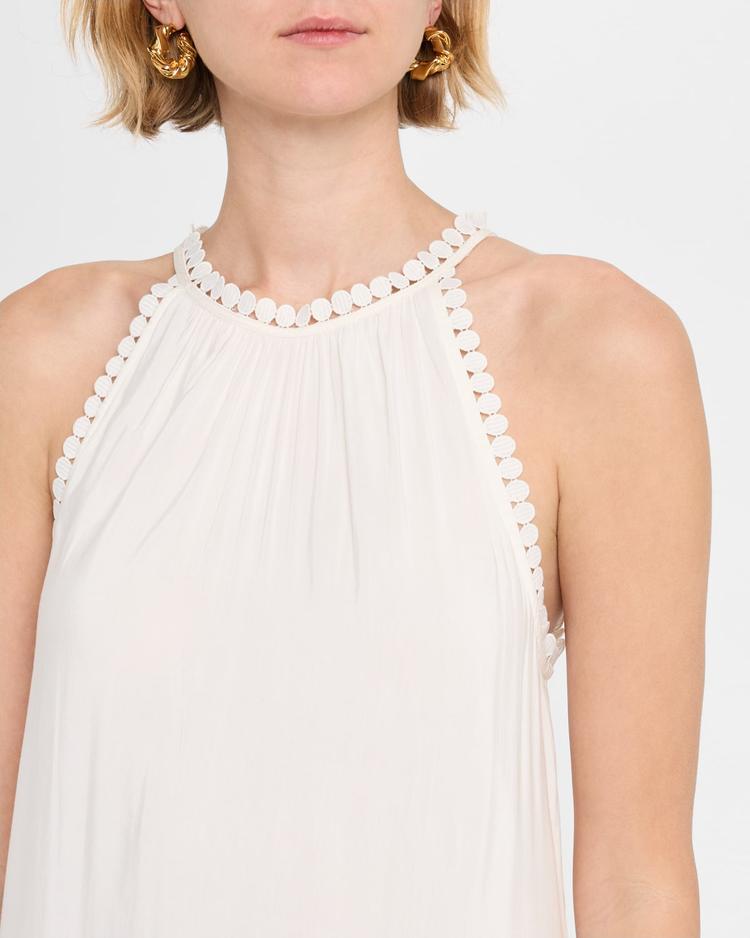 teri lace-trim halter maxi dress