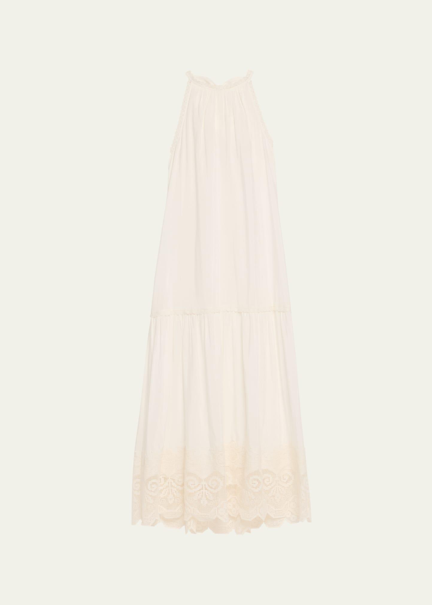 teri lace-trim halter maxi dress