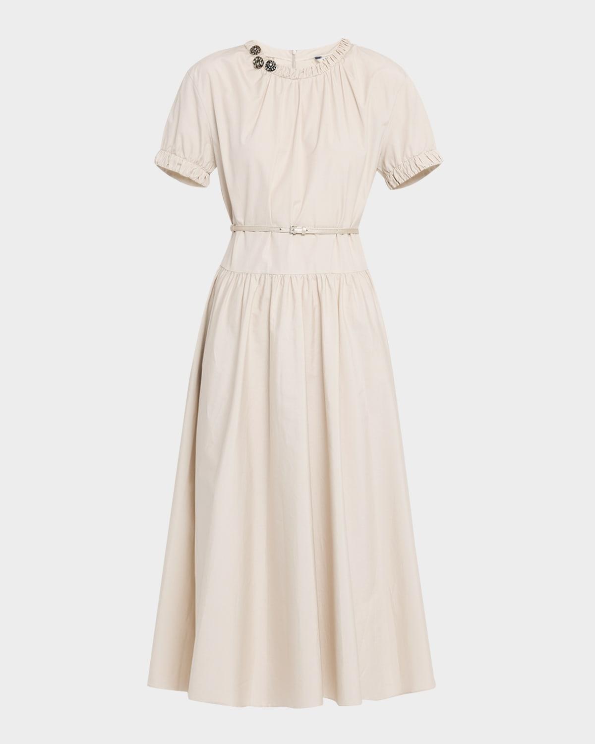 terry crystal short-sleeve belted midi dress