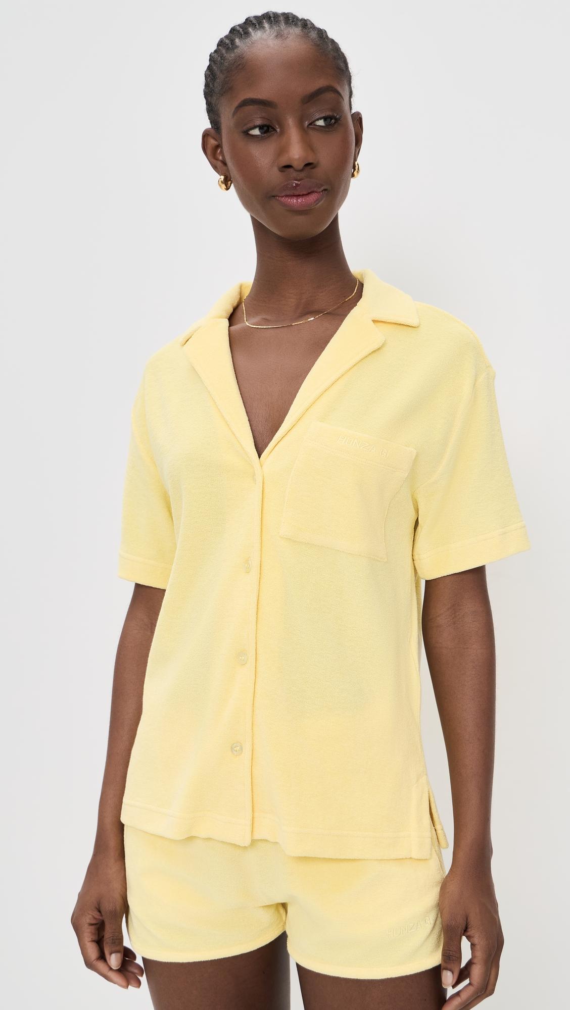 terry towelling collared top