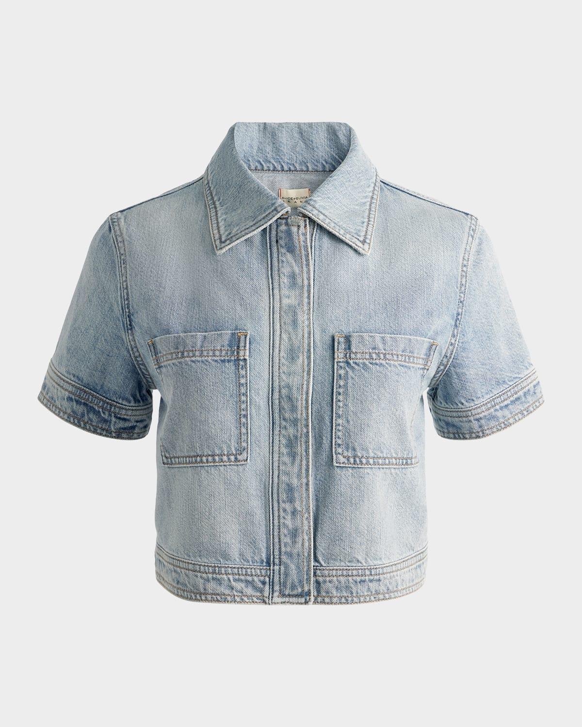 tesha cropped denim shirt