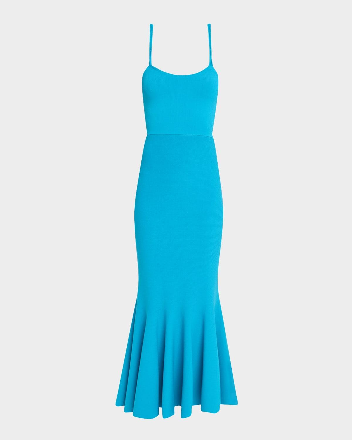 tess sleeveless flounce knit midi dress
