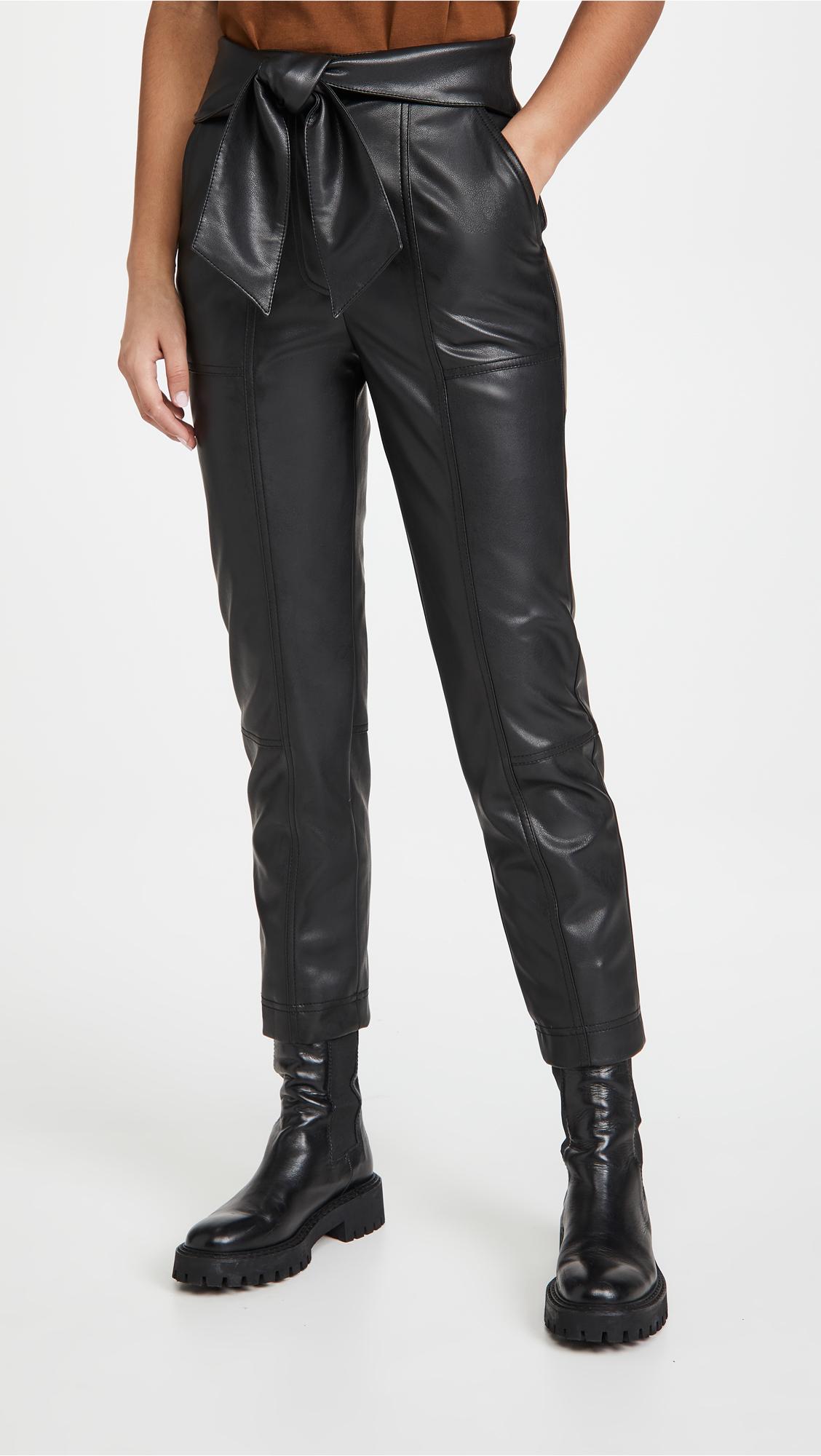 tessa vegan leather tie waist pants