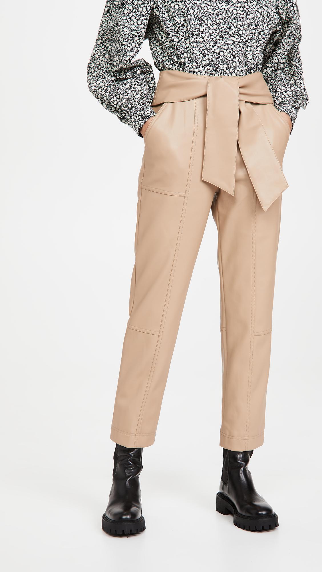 tessa vegan leather tie waist pants