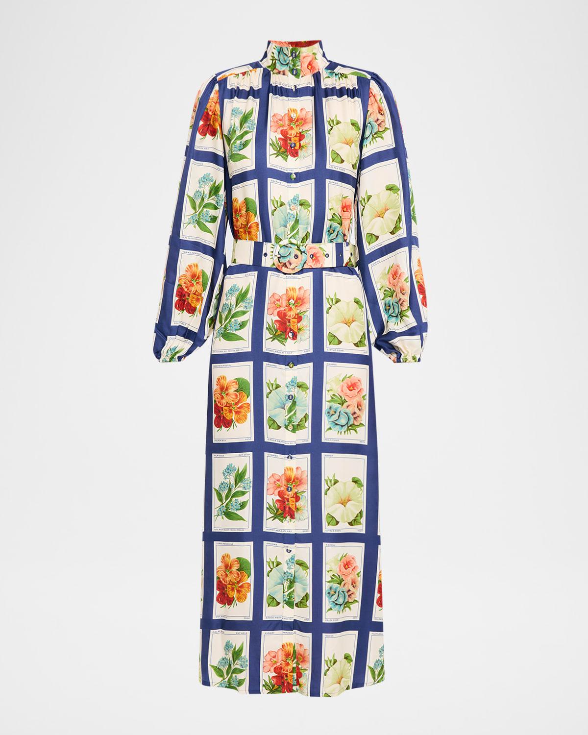 tessie vintage botanical maxi shirtdress