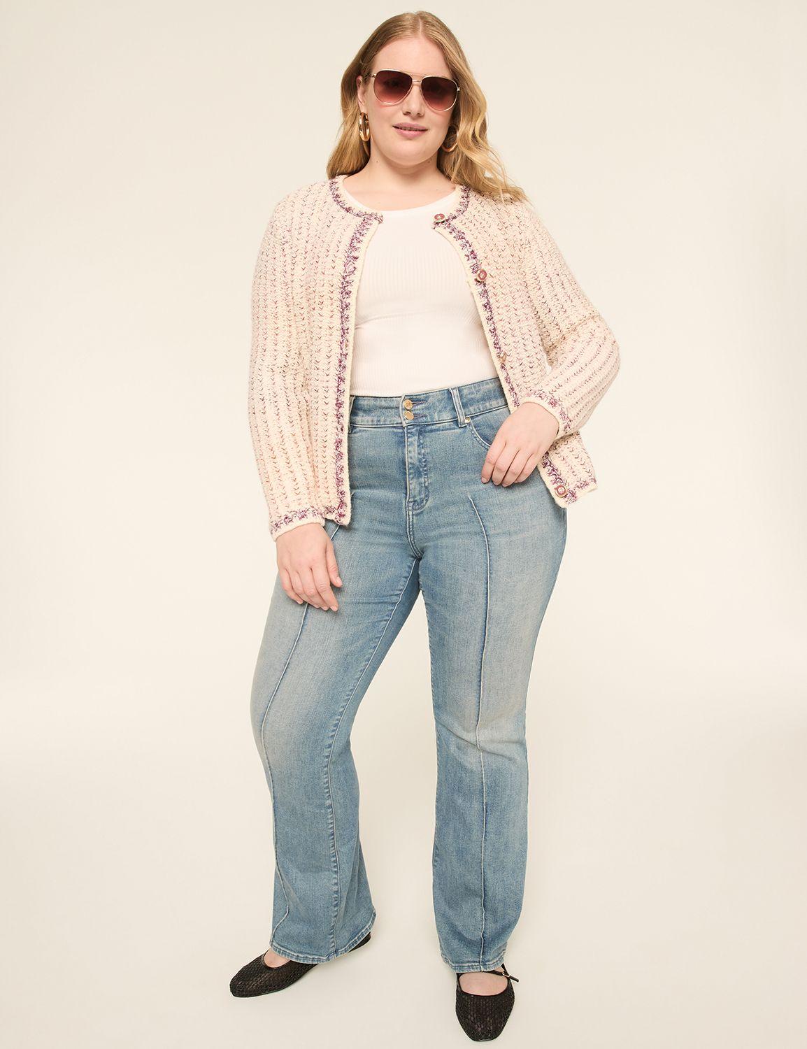 textured button-front cardigan