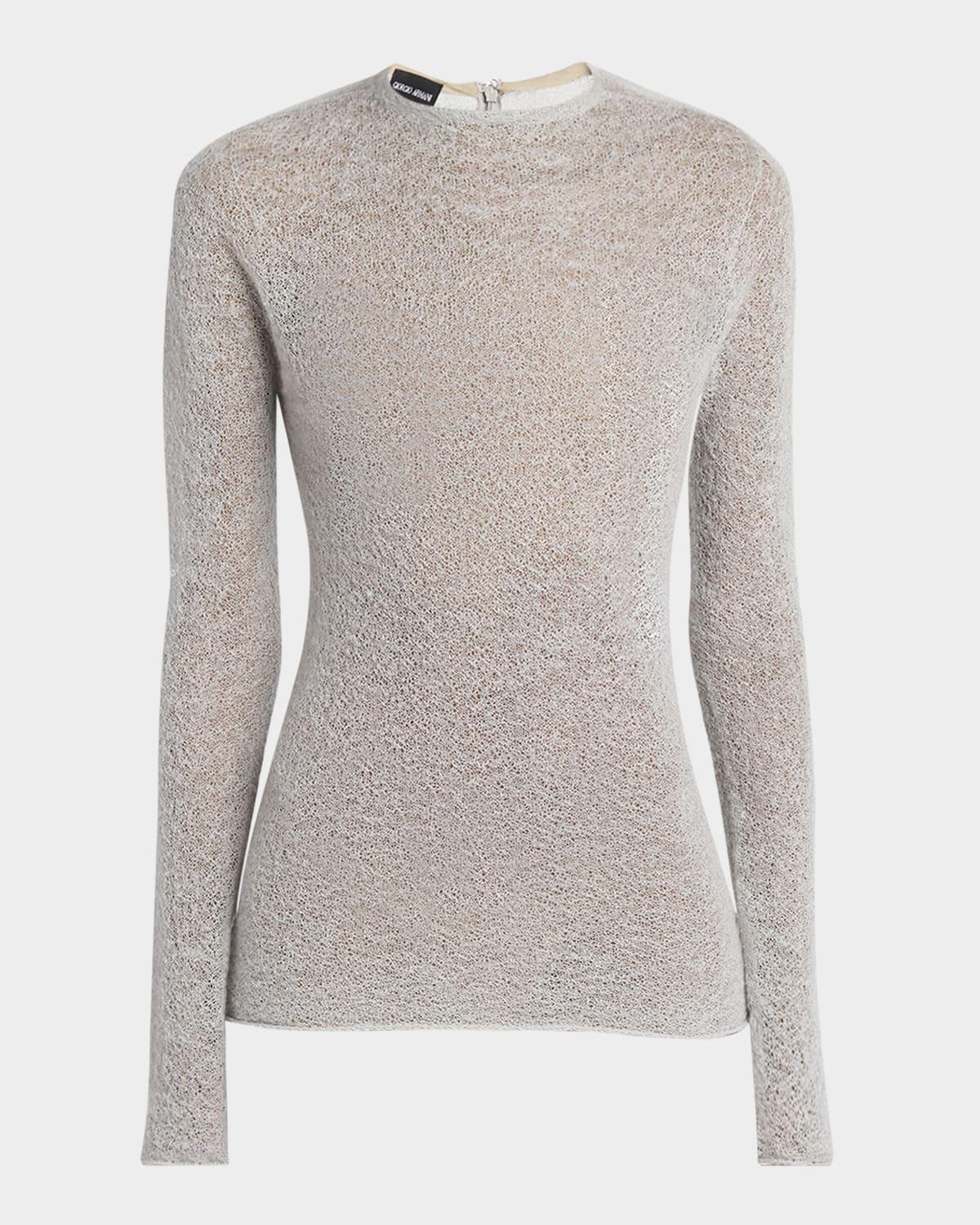 textured cashmere-blend knit top