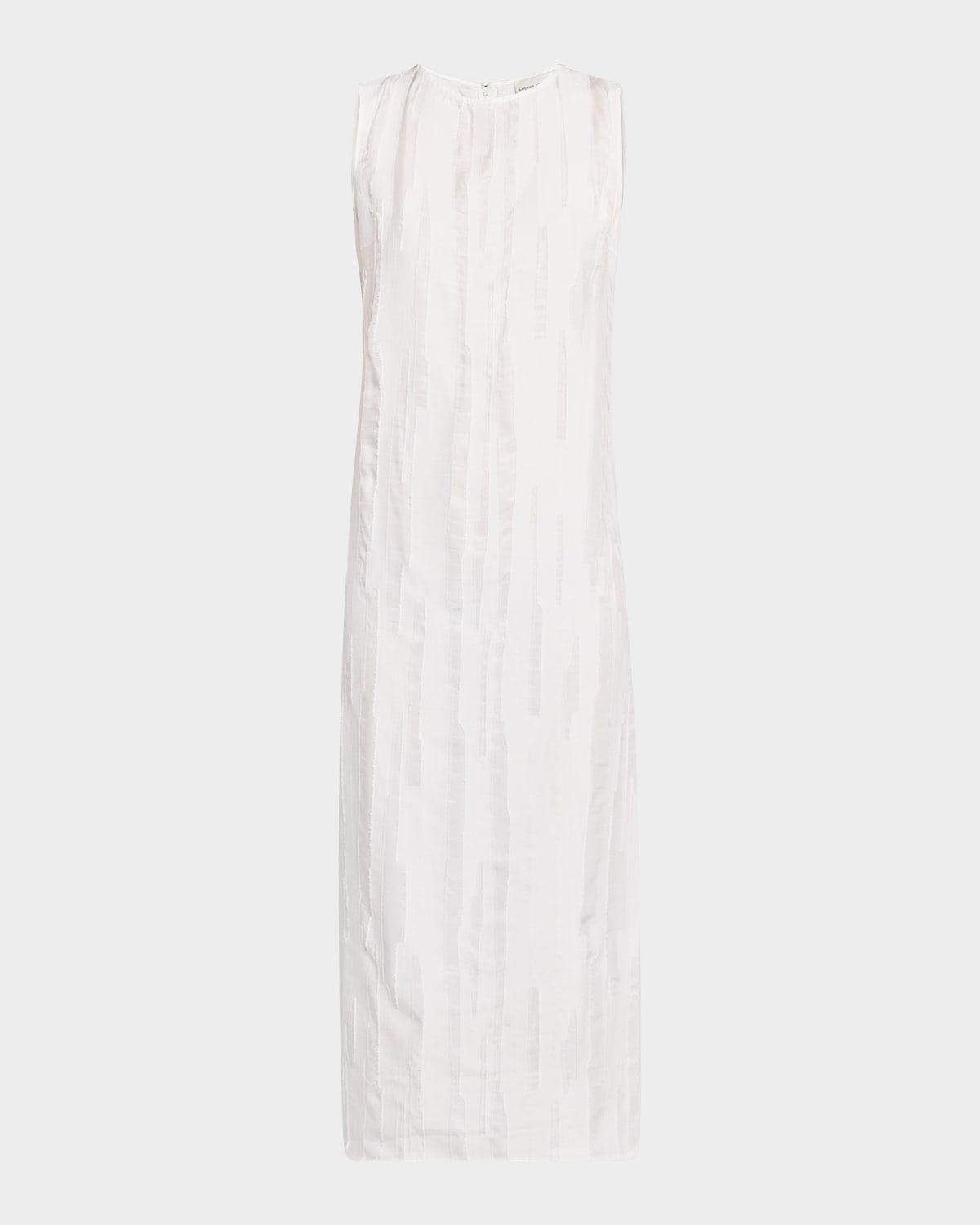 textured cotton sleeveless midi dress