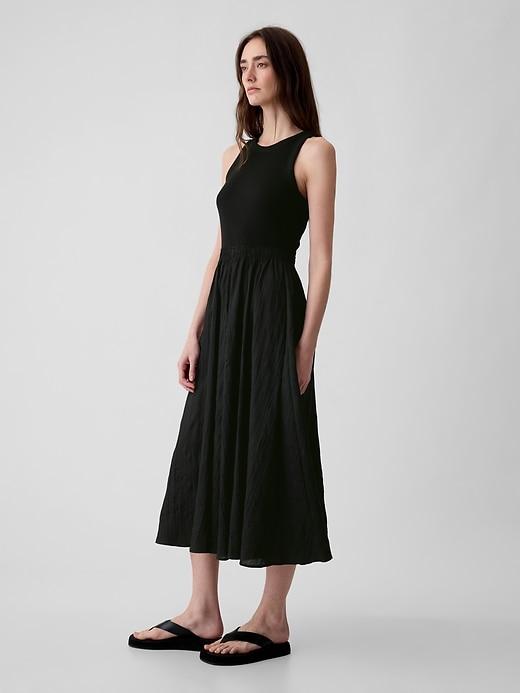 textured crinkle midi dress
