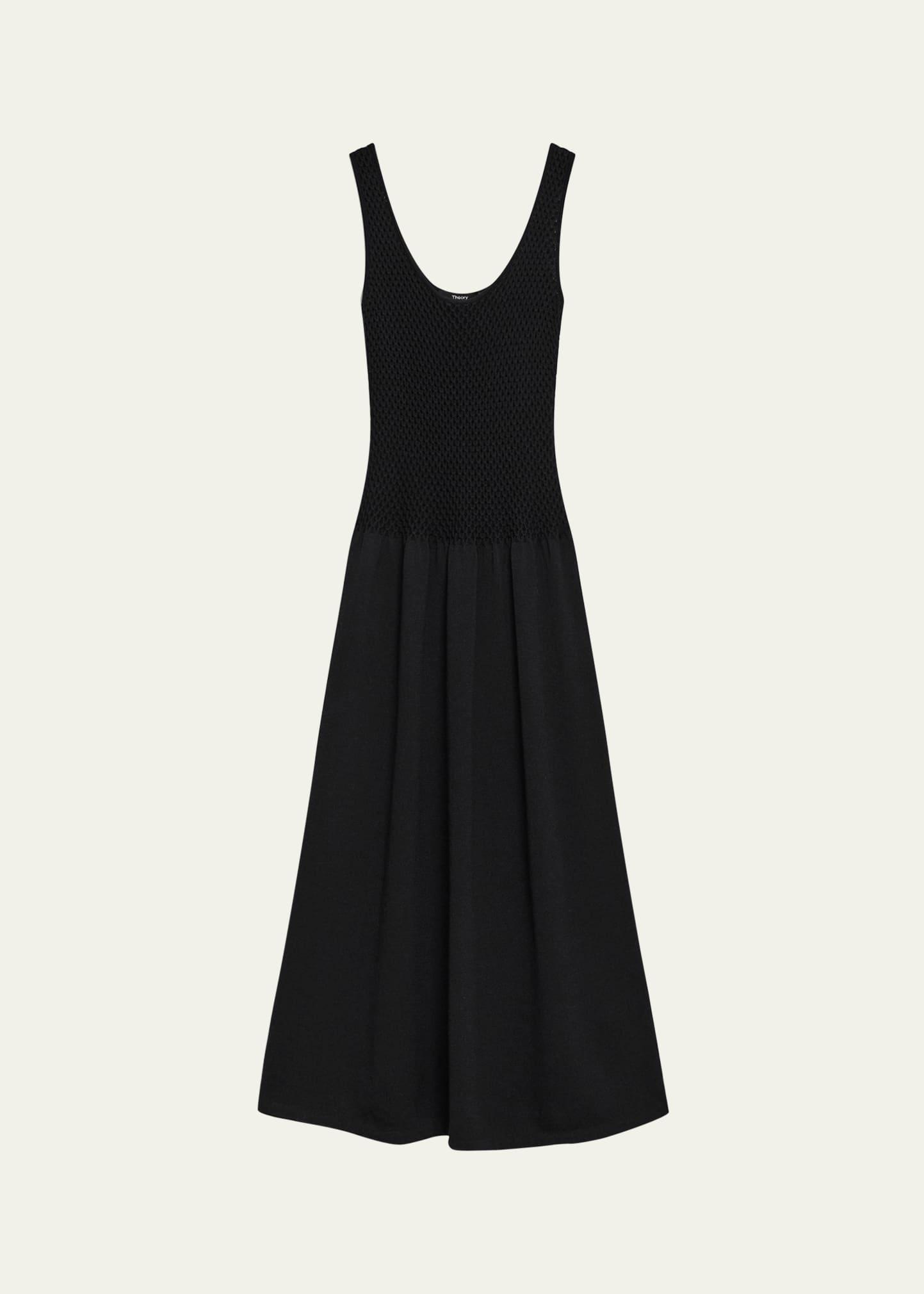 textured drop-waist midi dress