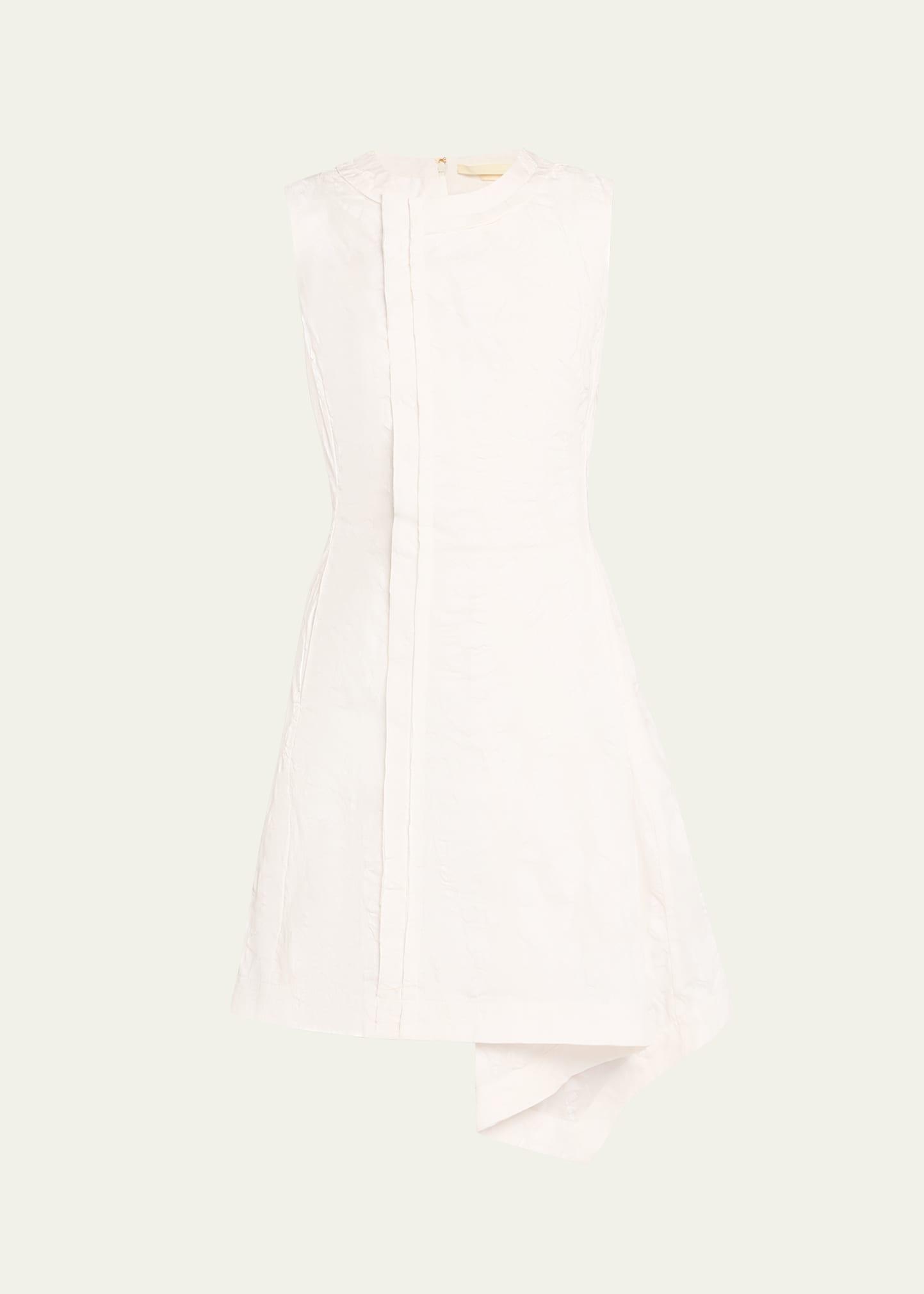 textured floral brocade asymmetric mini dress