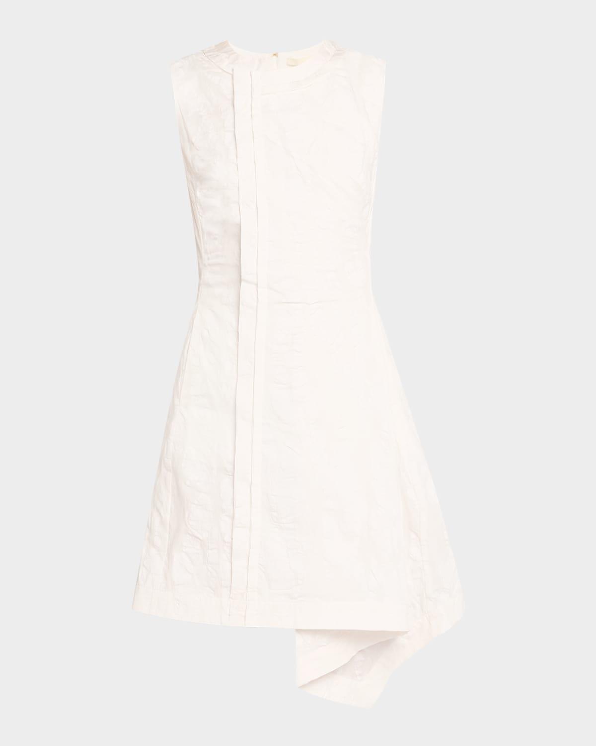 textured floral brocade asymmetric mini dress