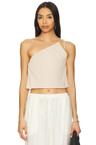 textured gauze one-shoulder top