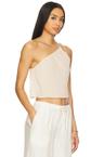 textured gauze one-shoulder top