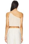 textured gauze one-shoulder top