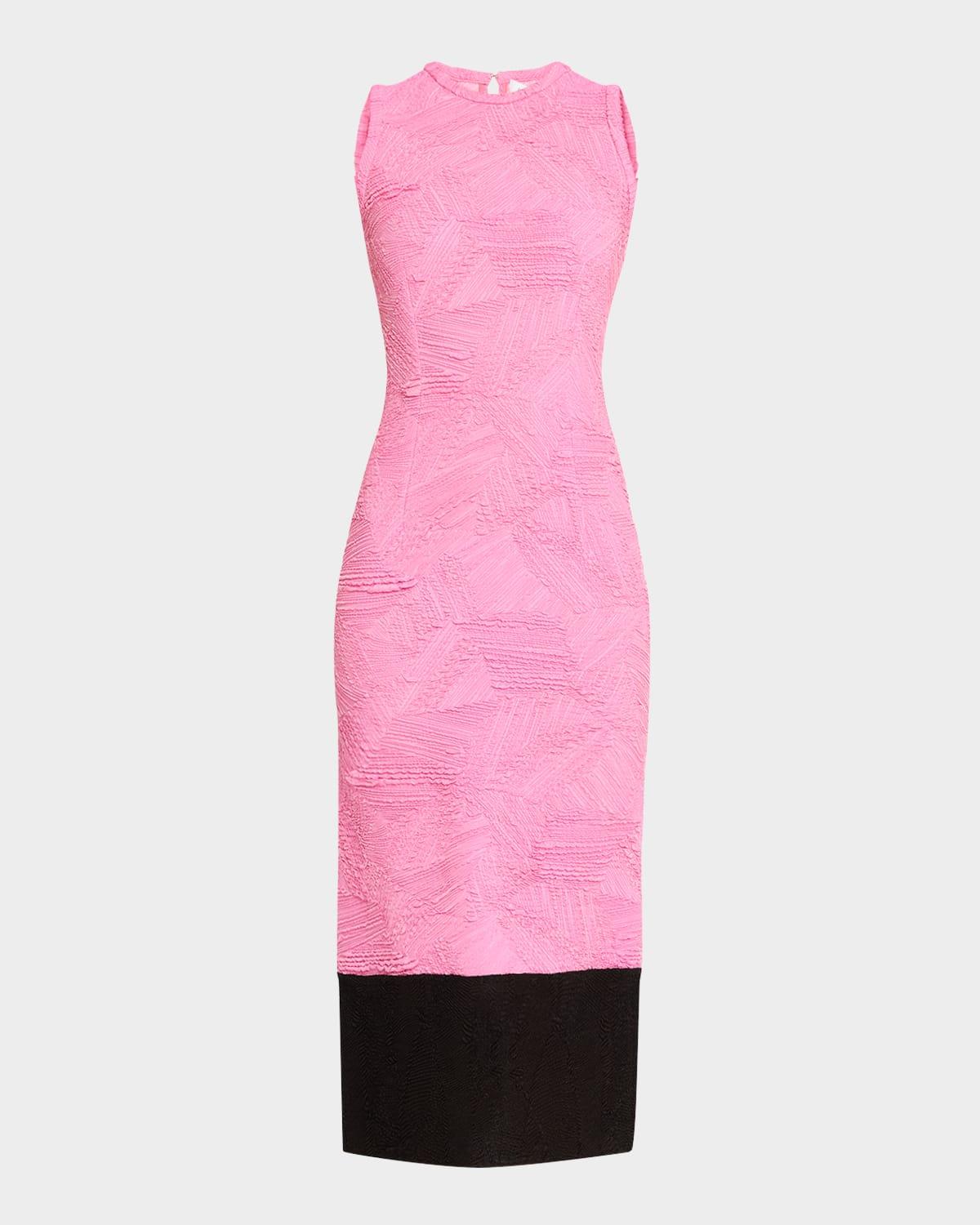 textured halter midi tube dress