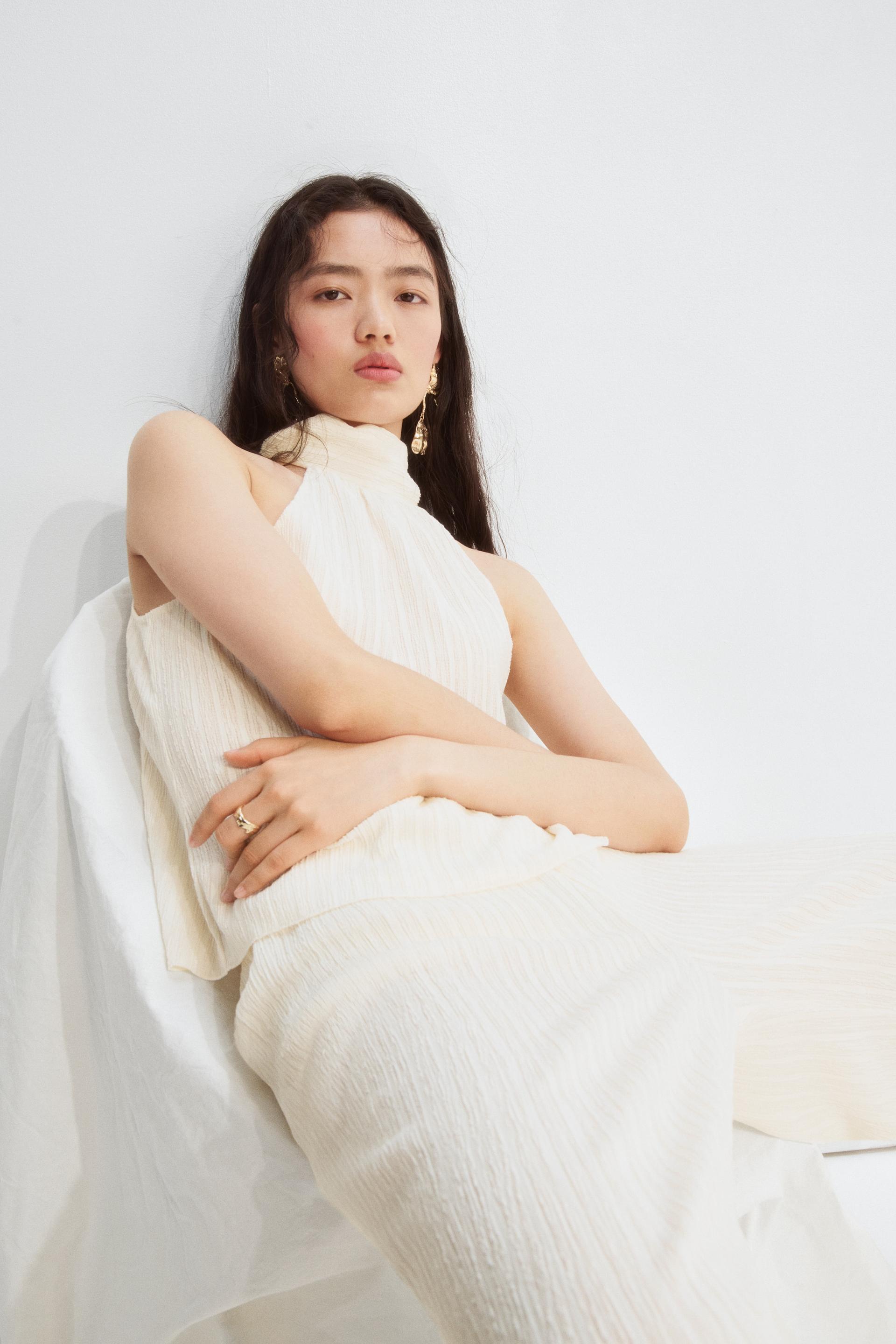 textured halterneck top