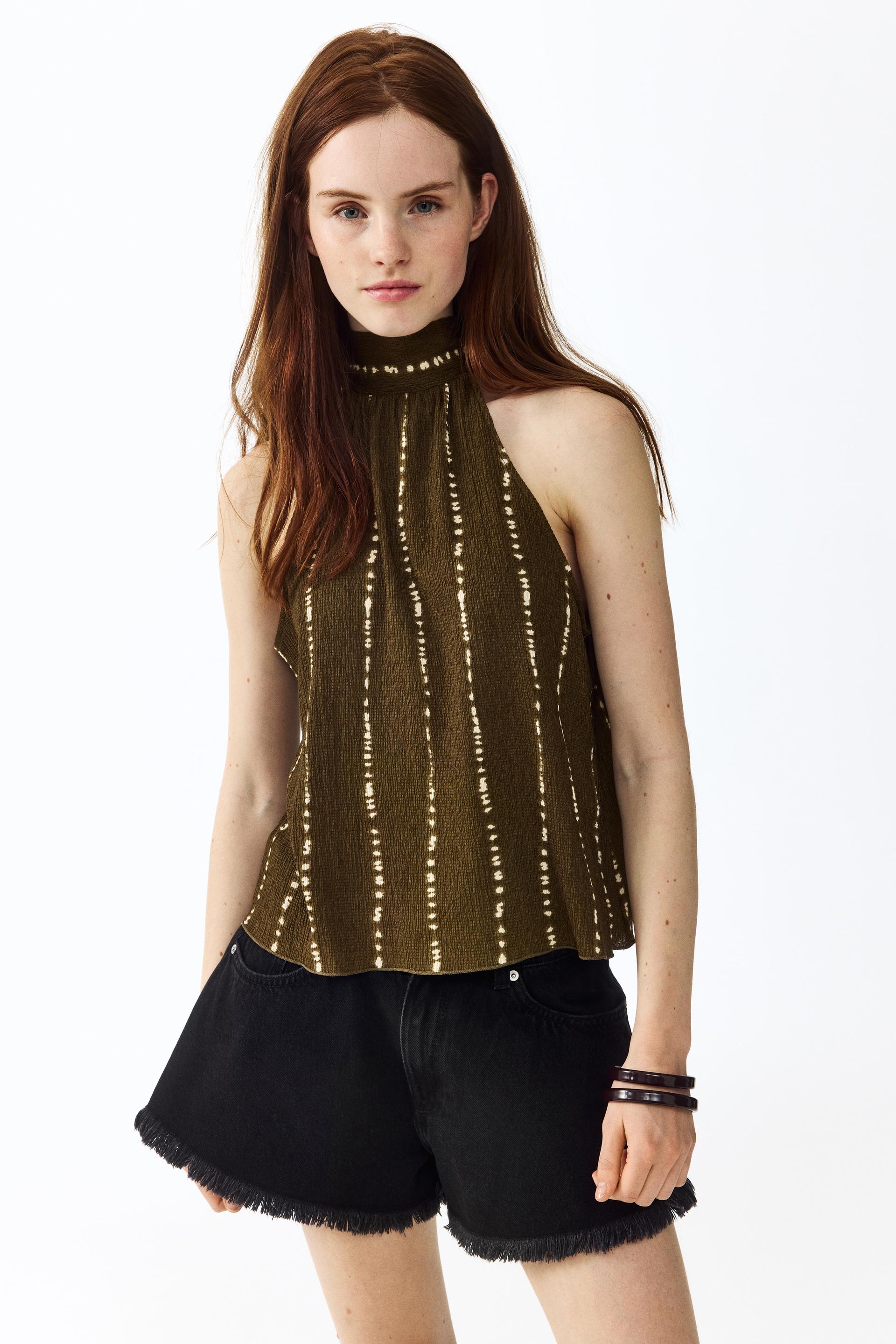 textured halterneck top
