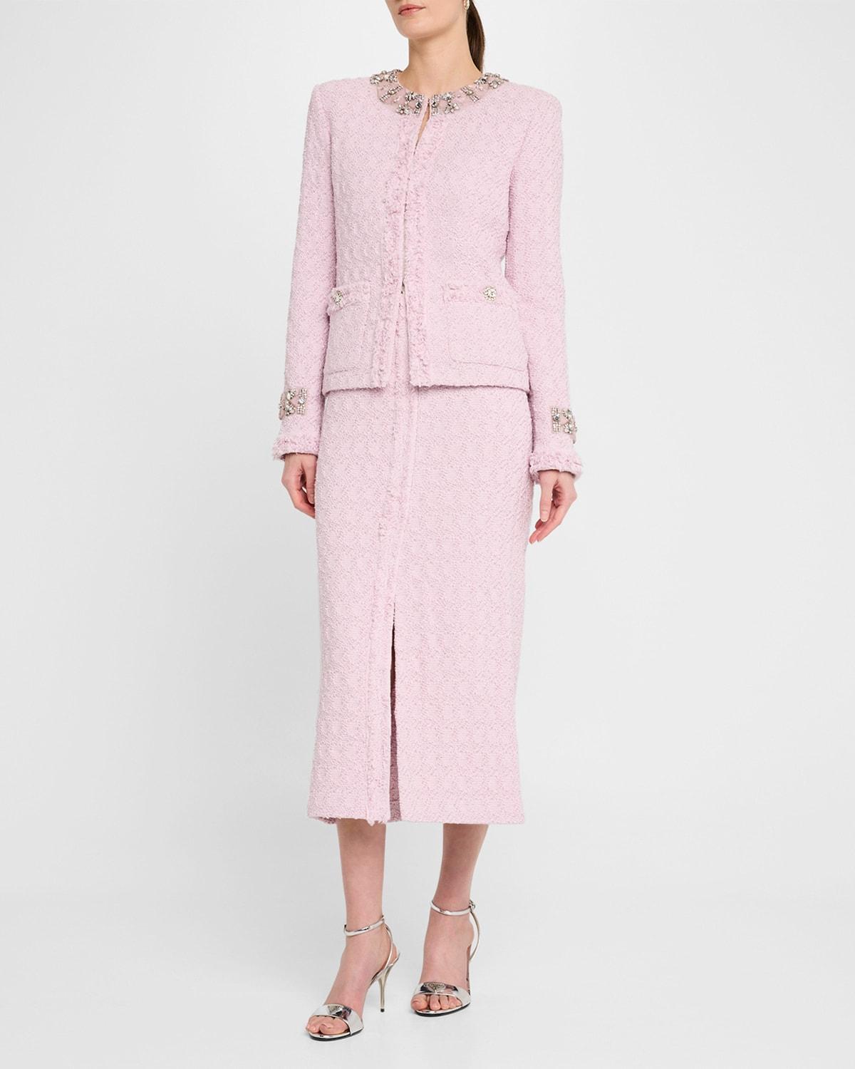 textured honeycomb stretch slit midi skirt