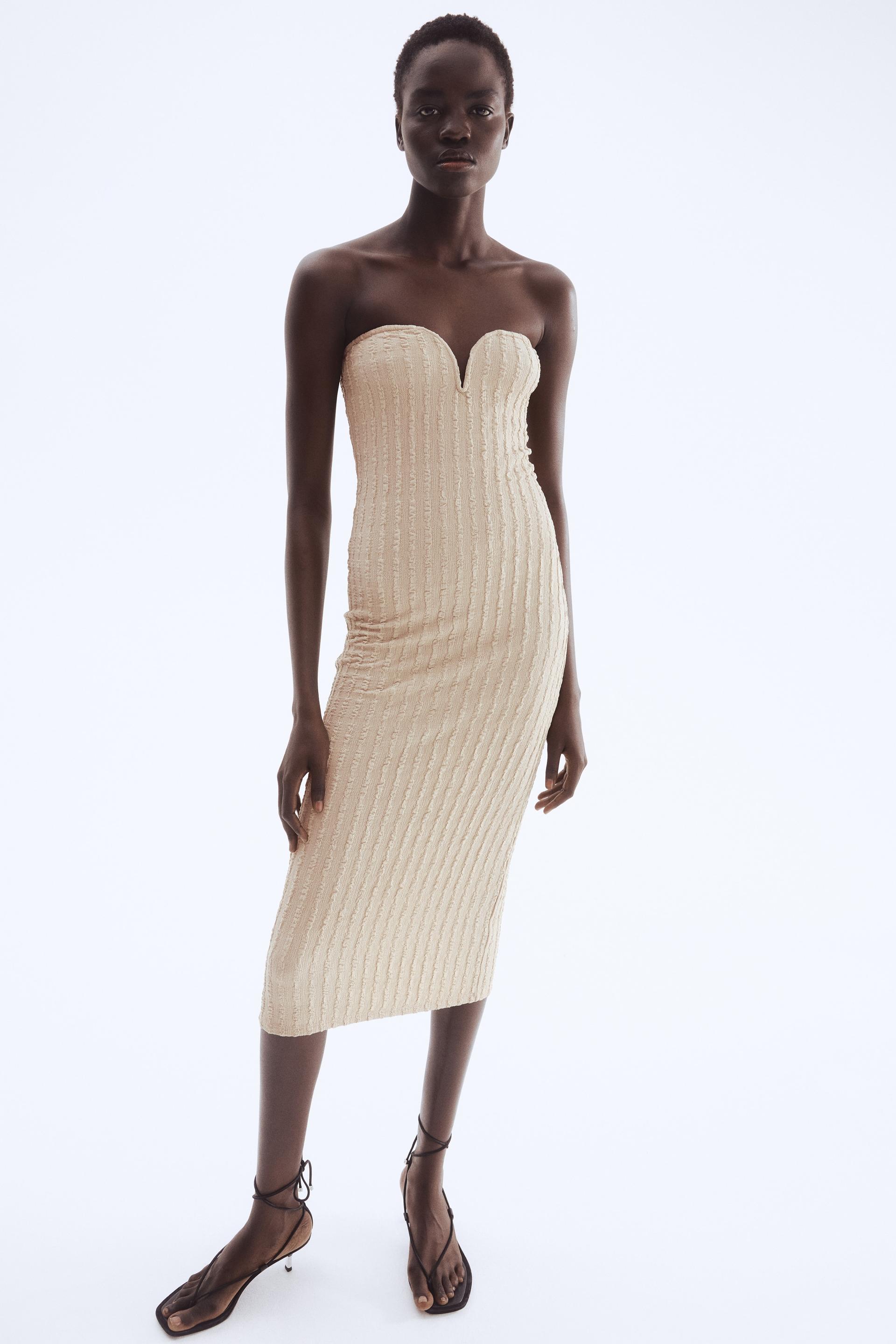 textured jersey bandeau dress