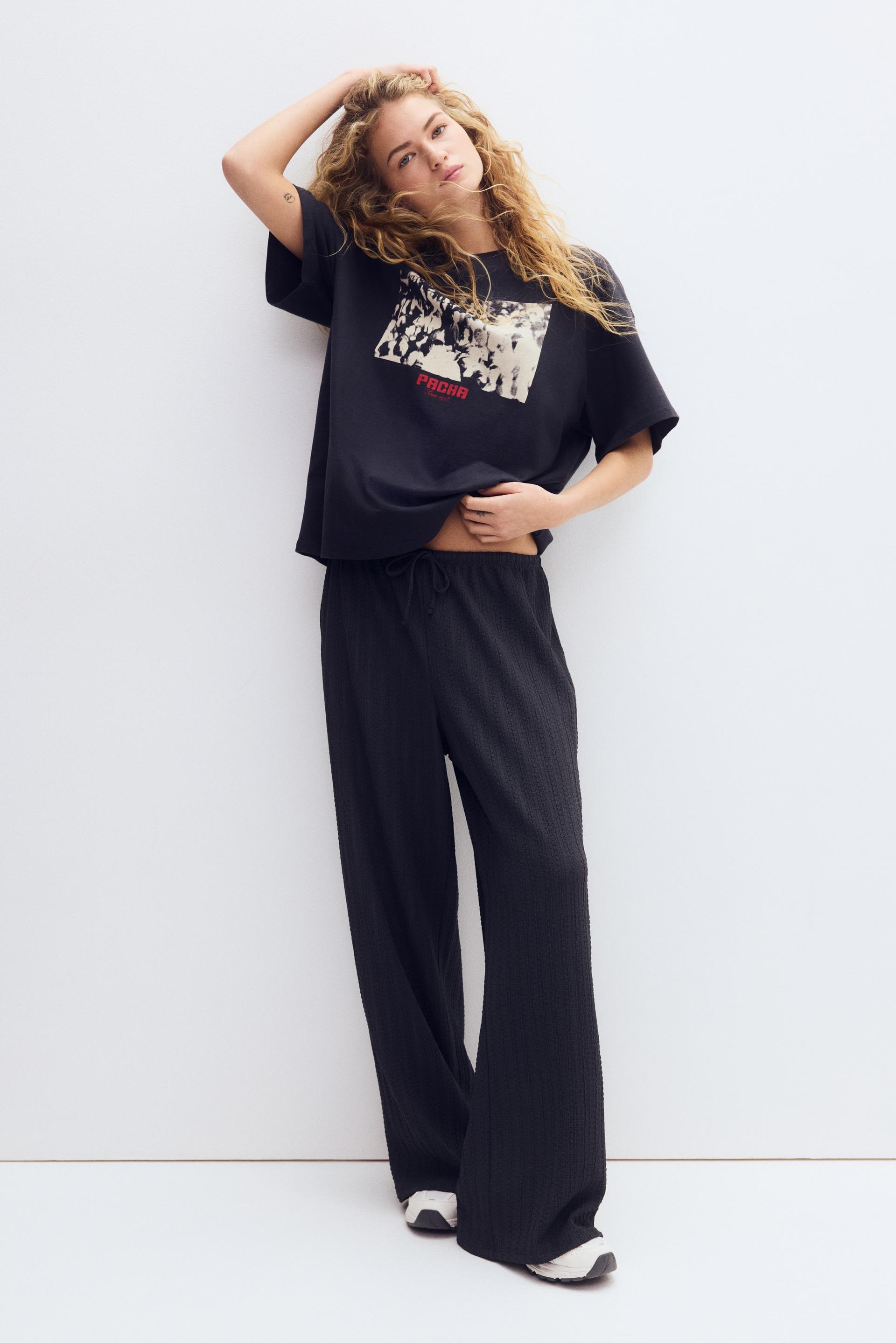 textured jersey drawstring pants