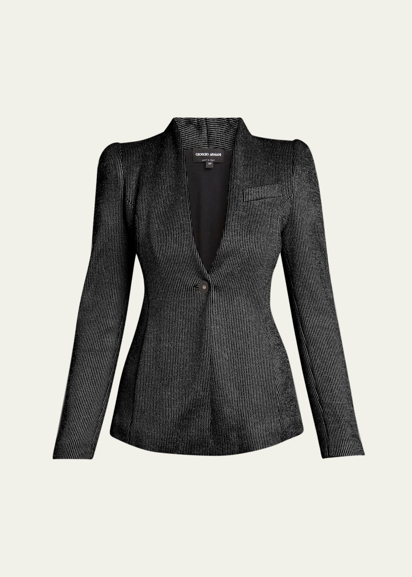 textured jersey jacquard single-breasted blazer
