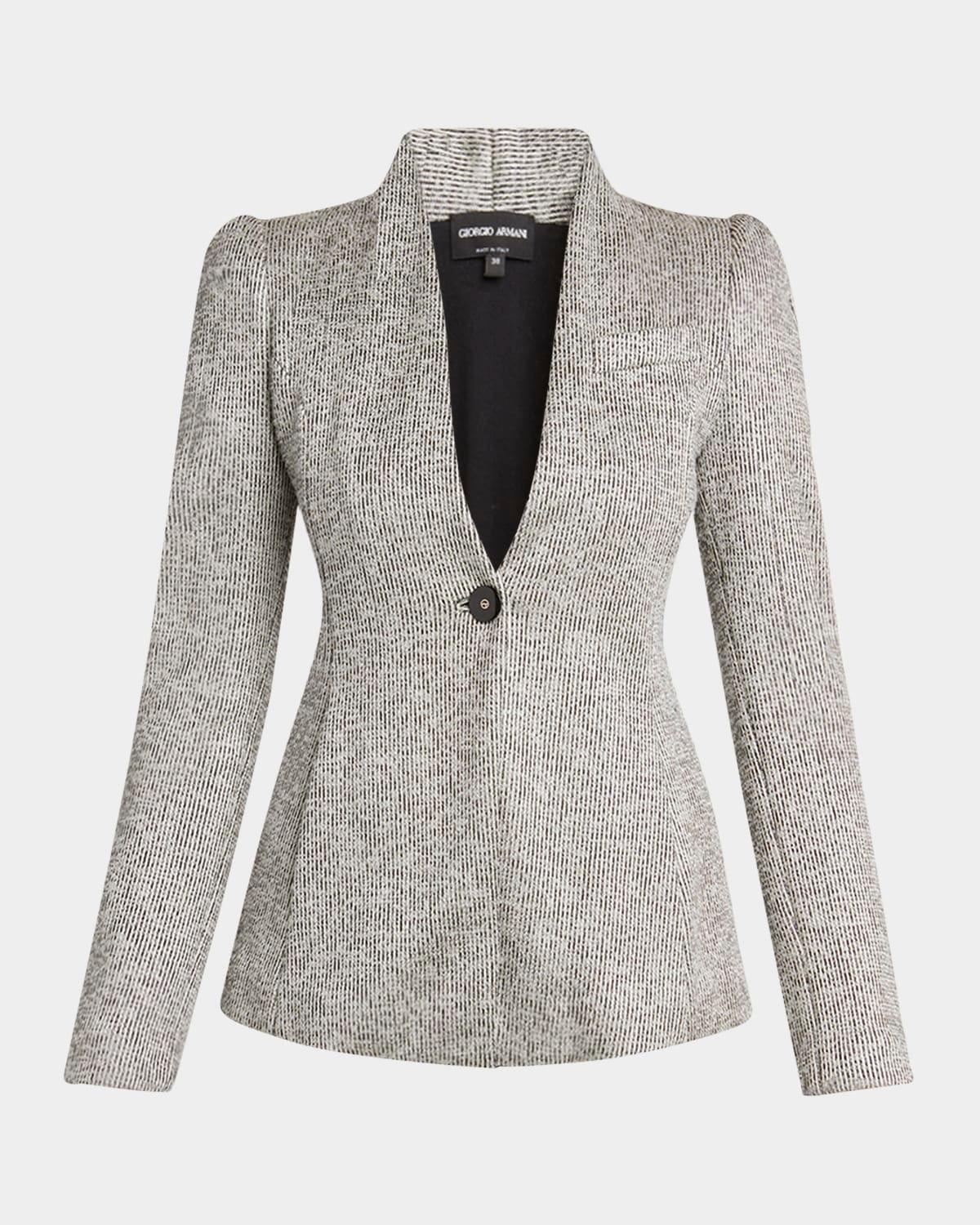 textured jersey jacquard single-breasted blazer
