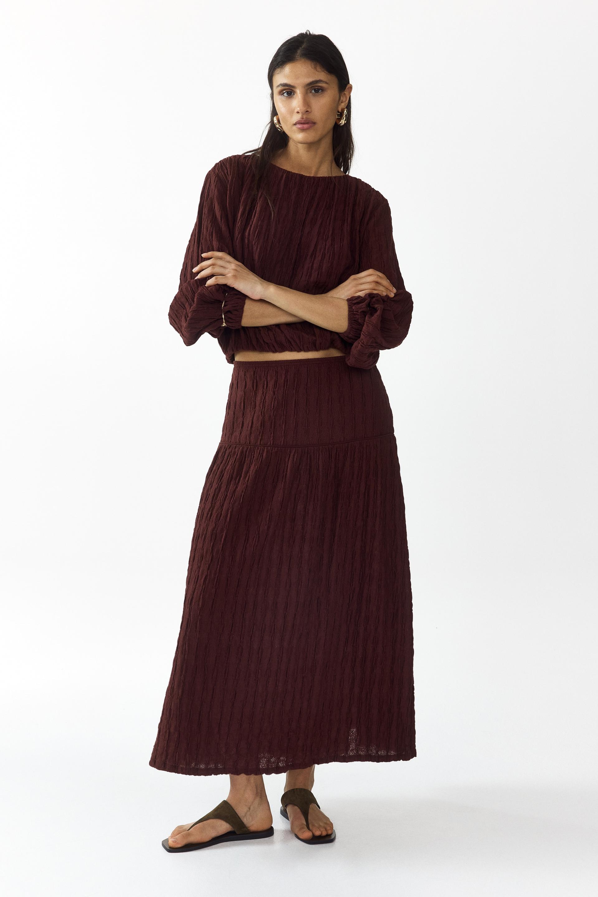 textured jersey midi skirt