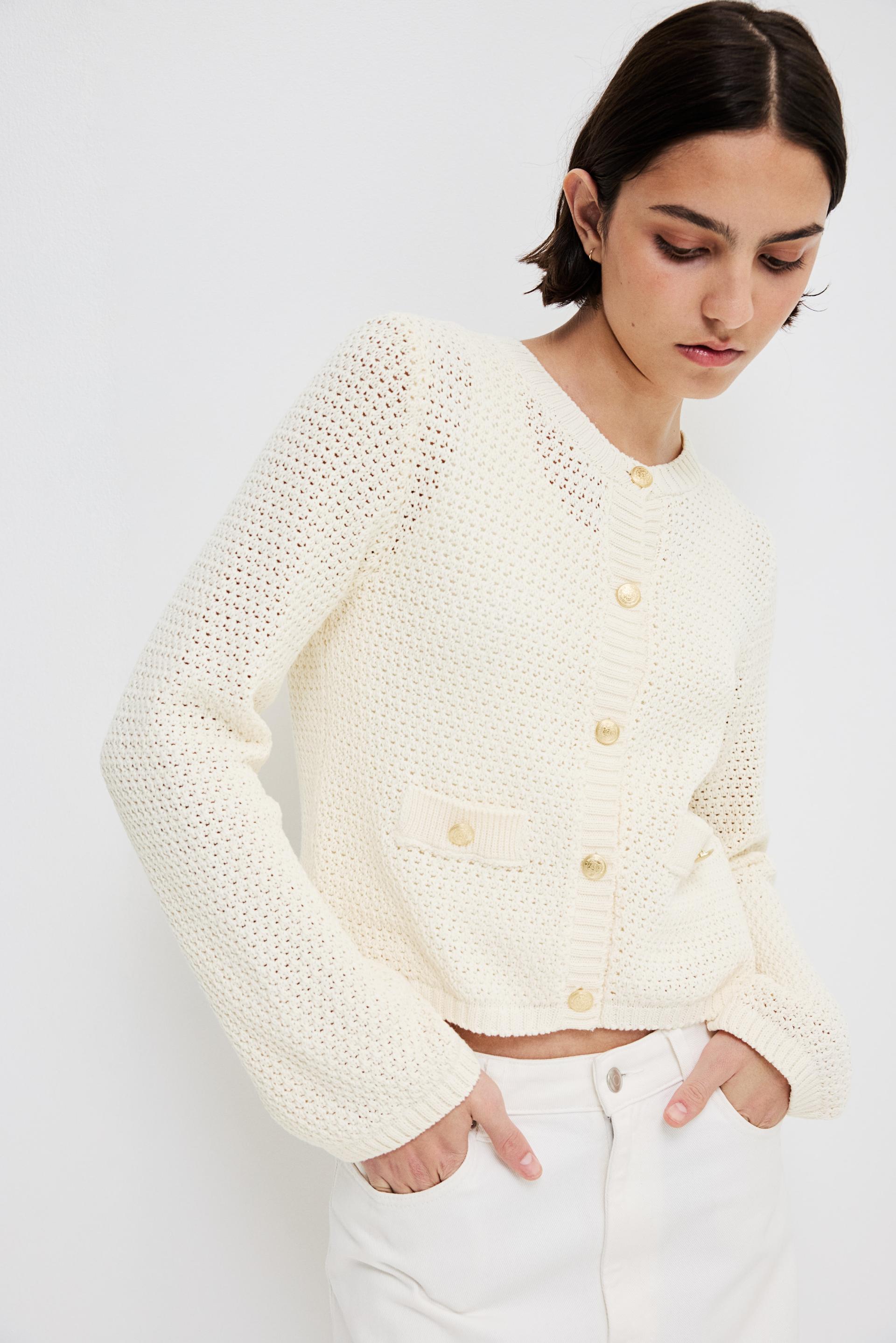 textured-knit cardigan