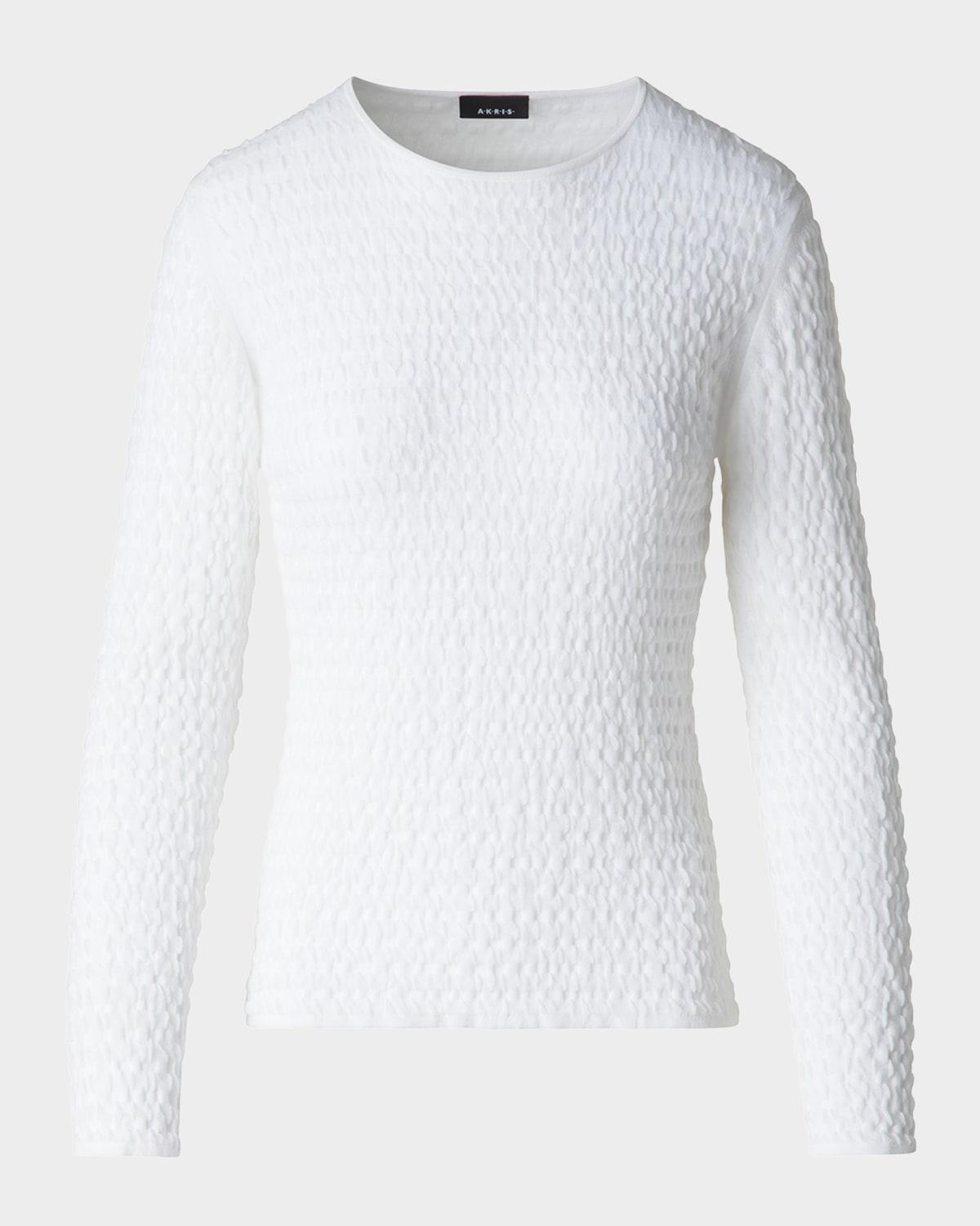 textured knit crewneck sweater