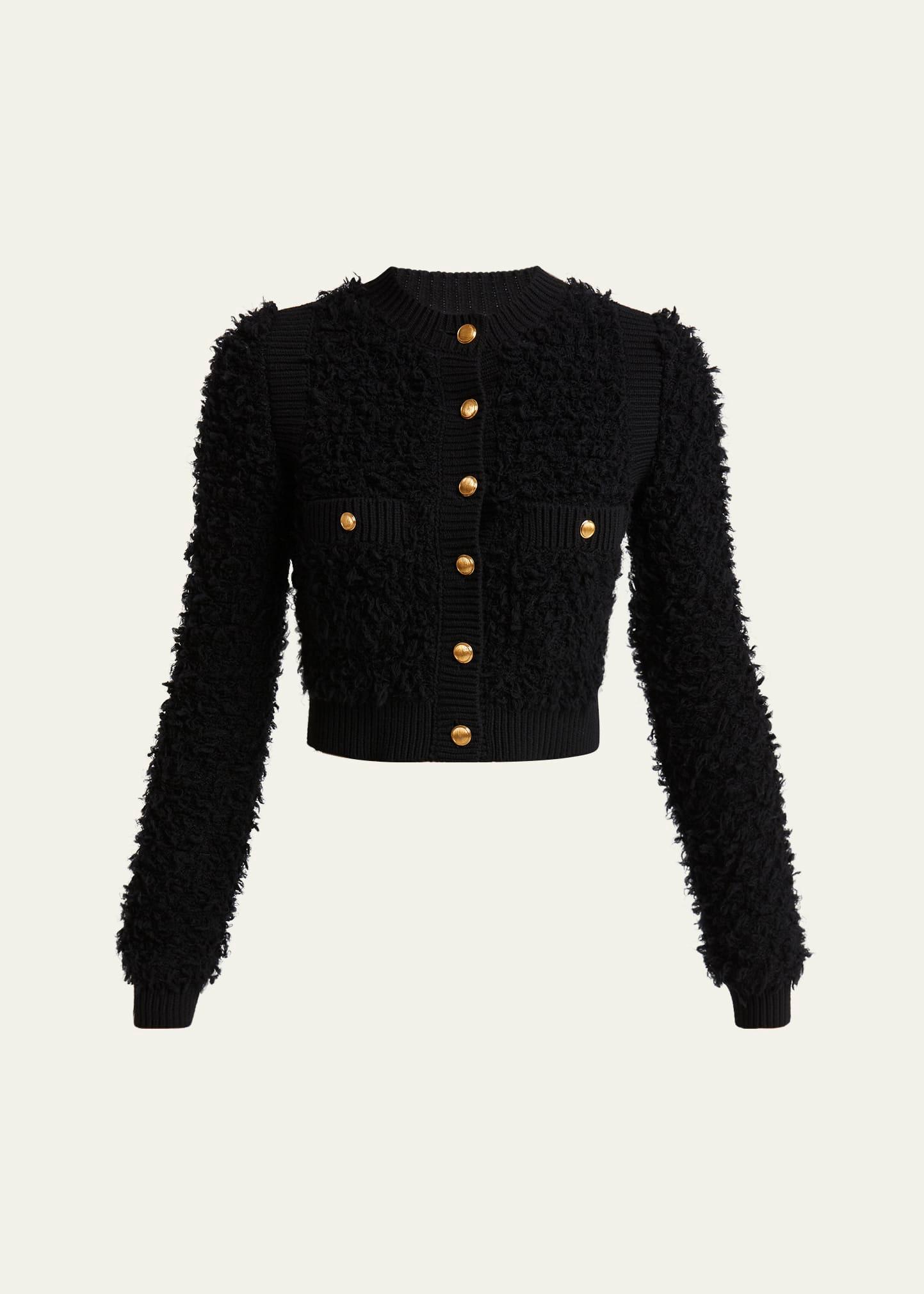 textured knit crop cardigan