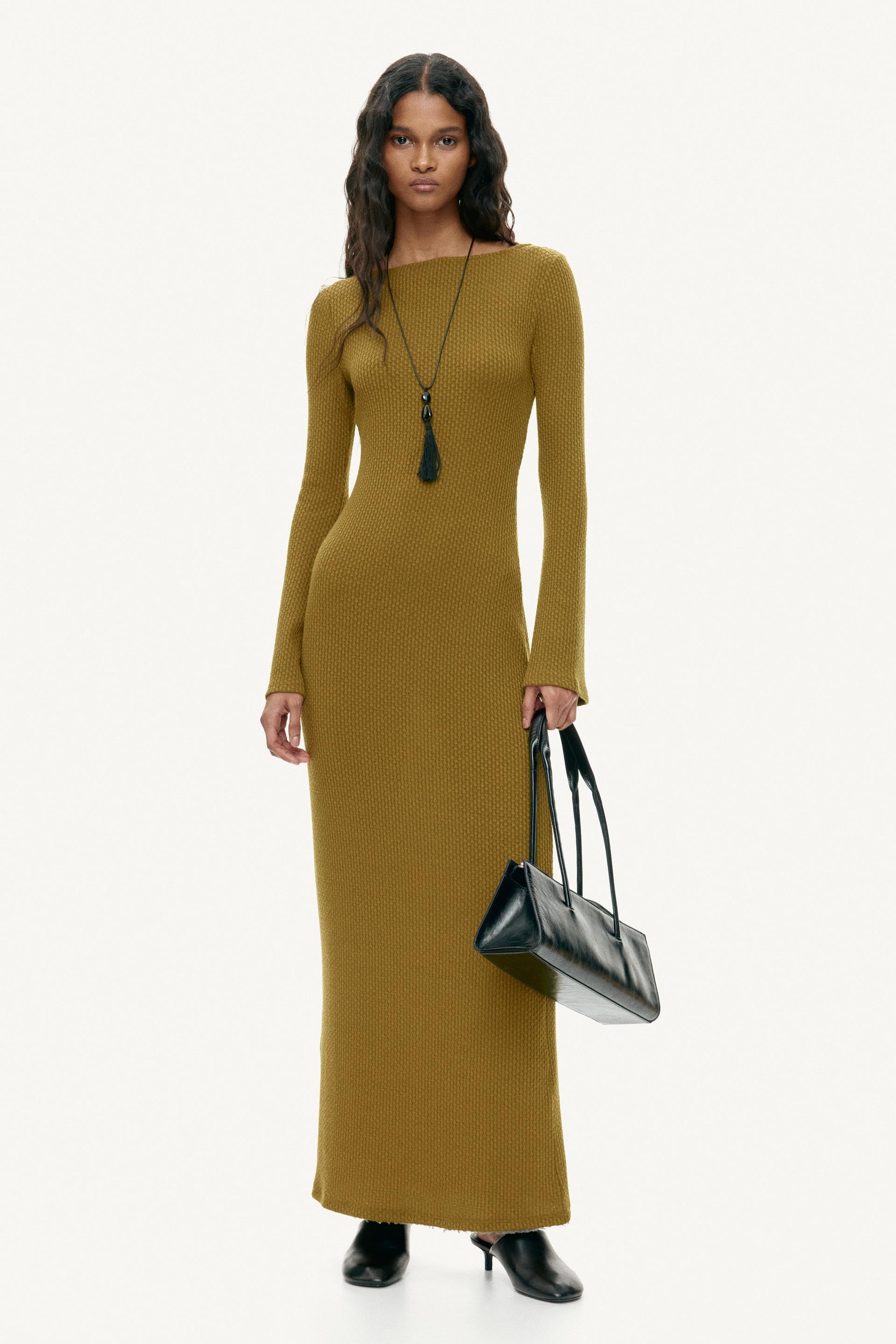 textured-knit maxi dress