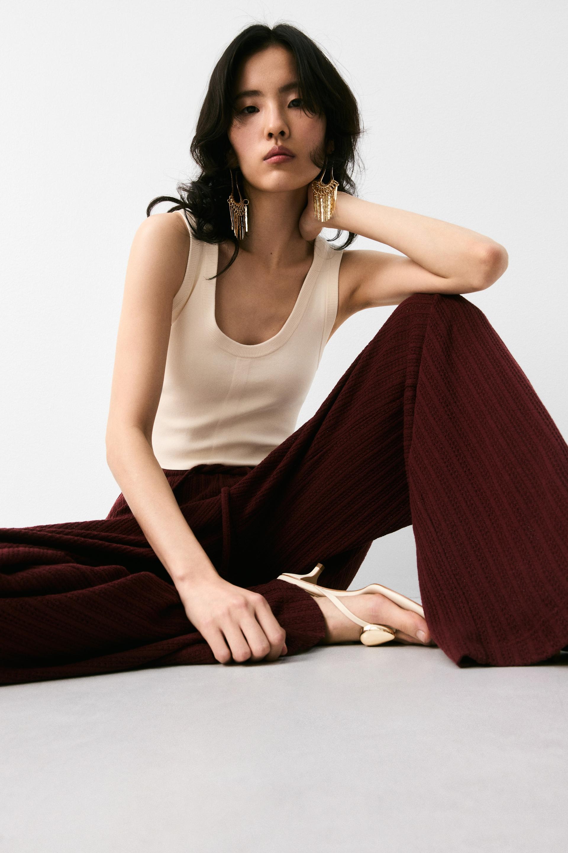 textured-knit pants