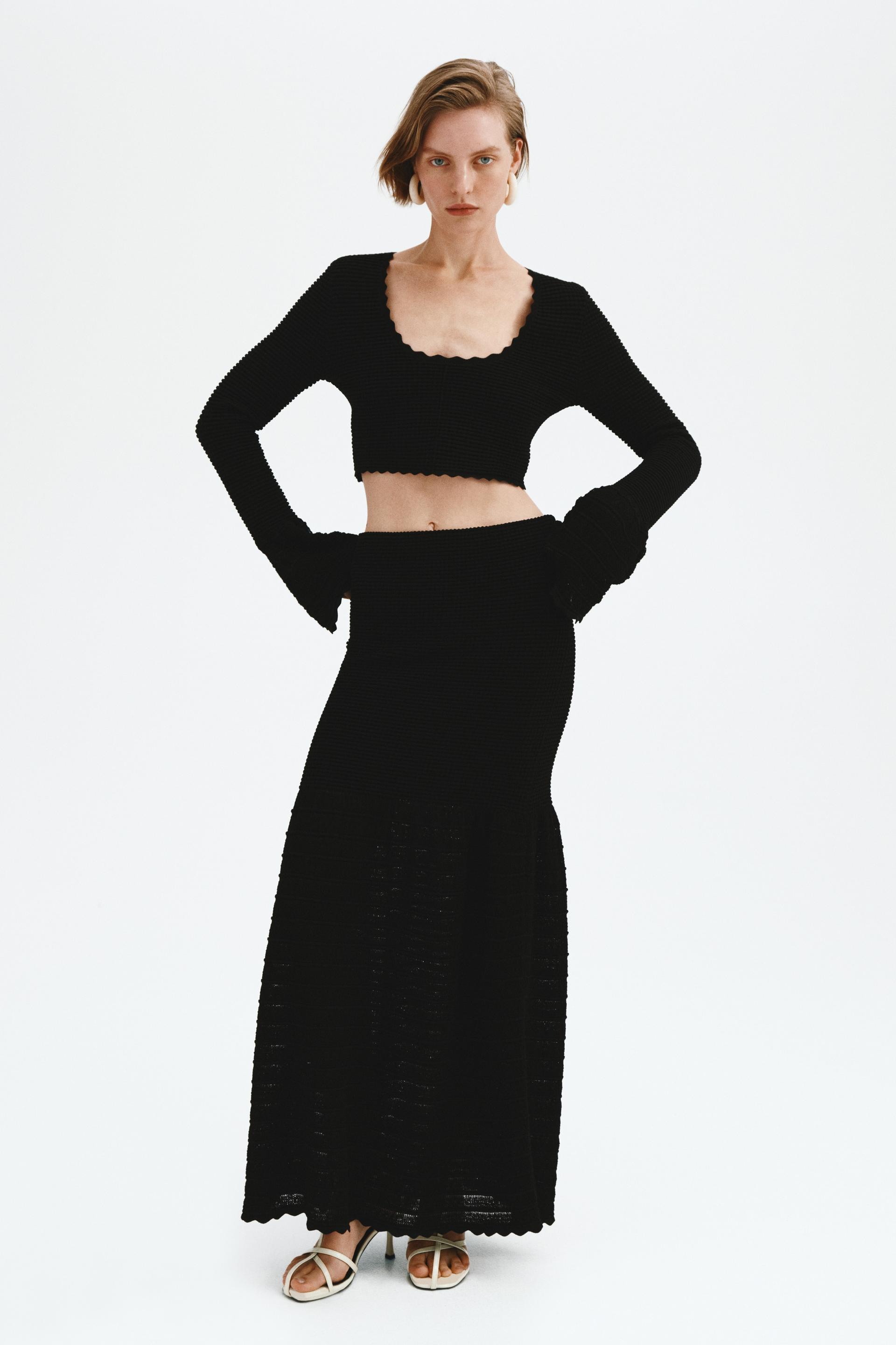 textured-knit skirt