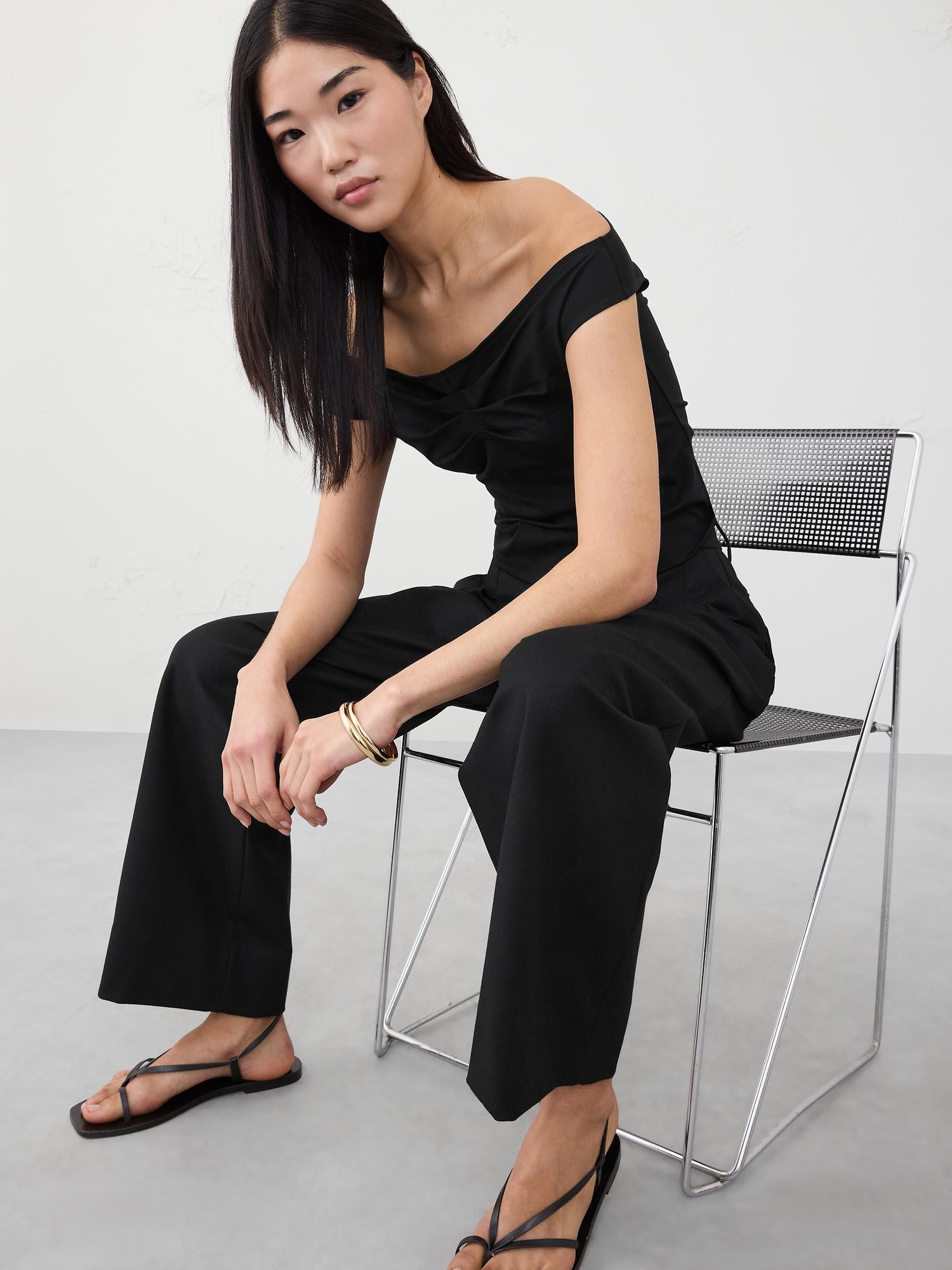 textured off-shoulder top