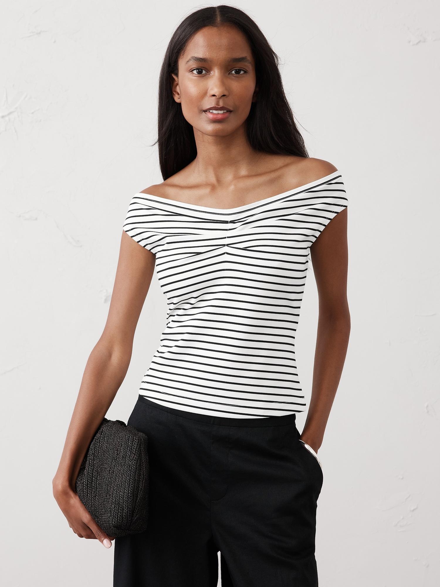 textured off-shoulder top