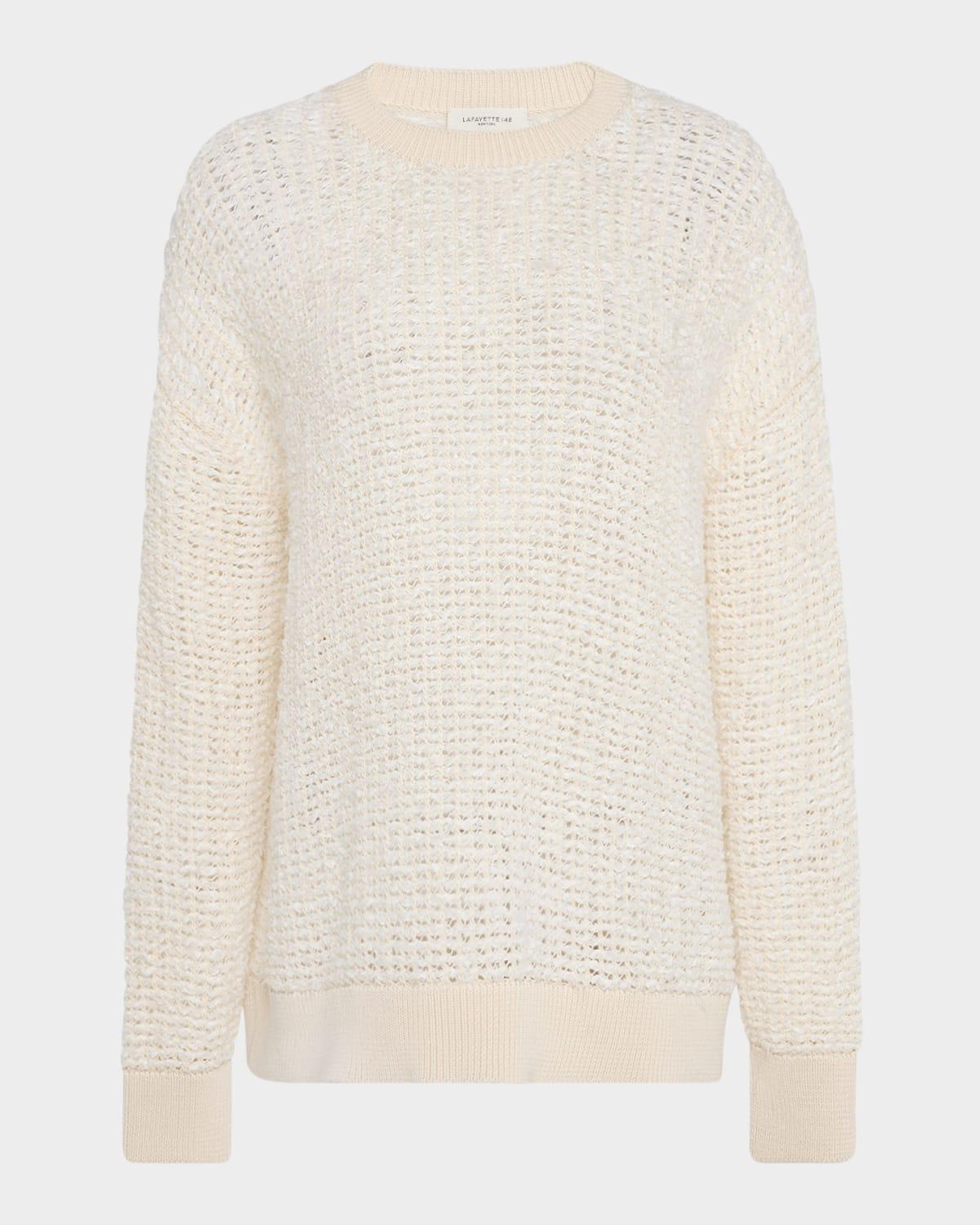 textured open-stitch cotton sweater