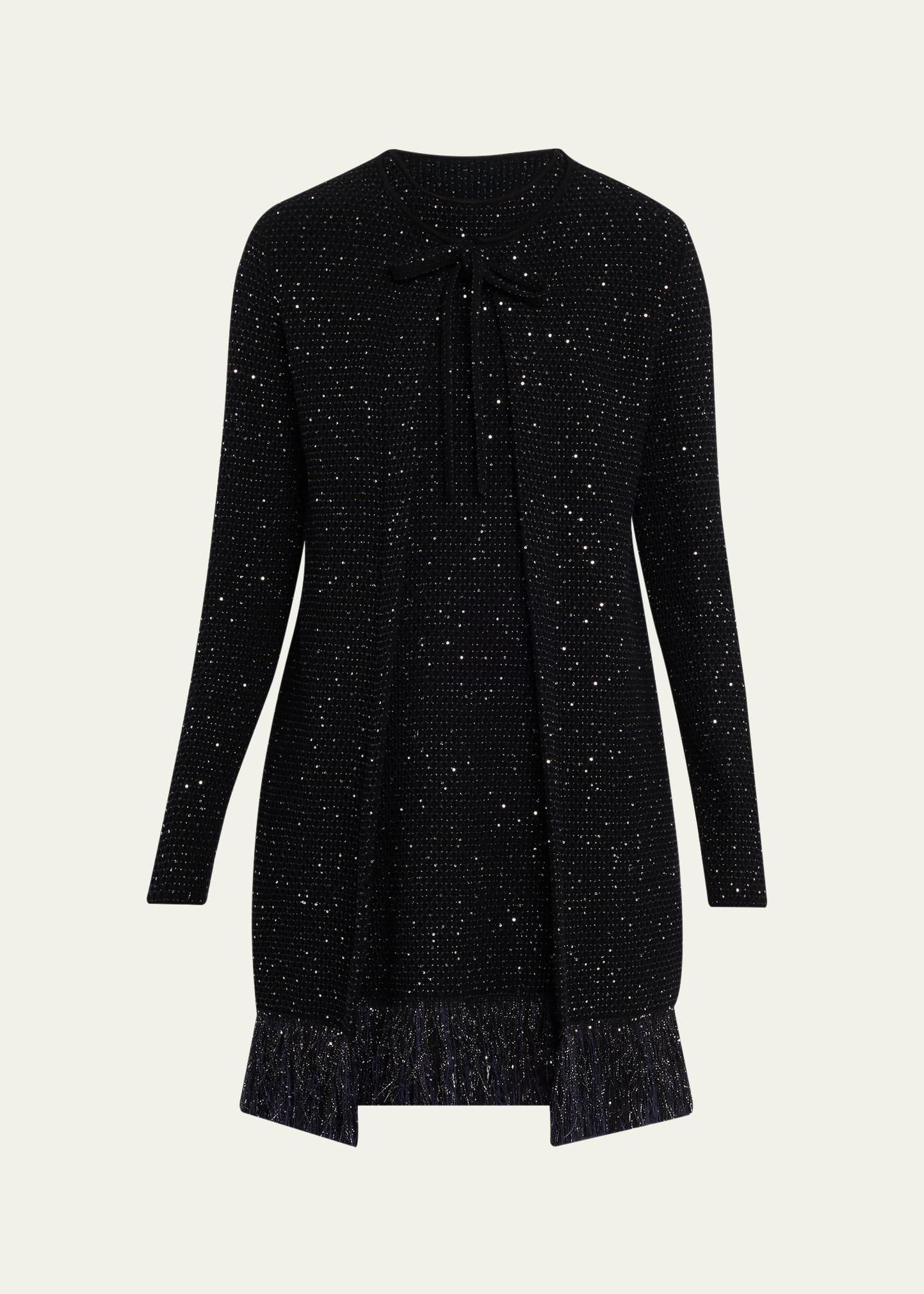 textured paillette tweed fringe jacket