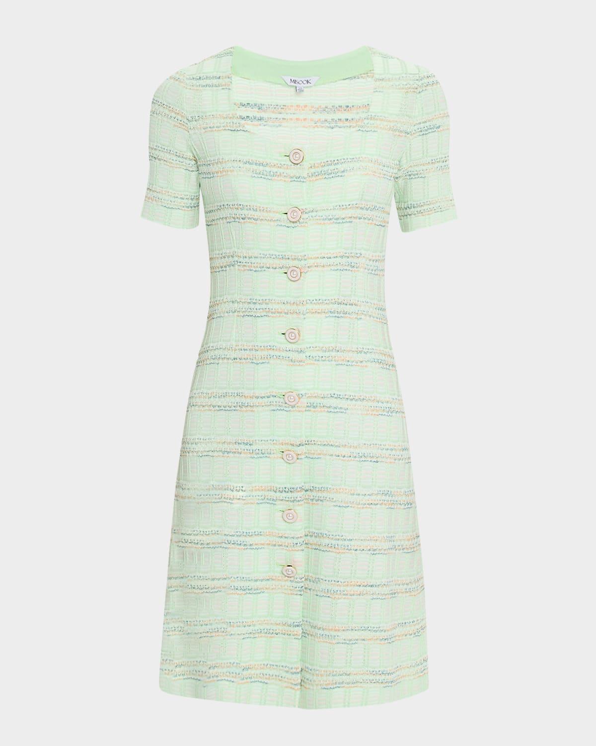 textured plaid knit sweater dress