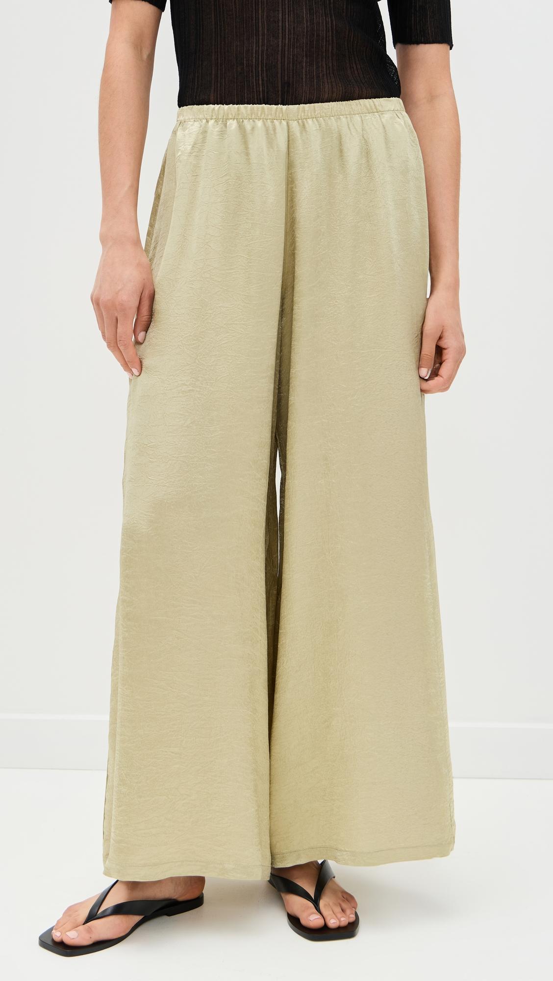 textured satin palazzo pants