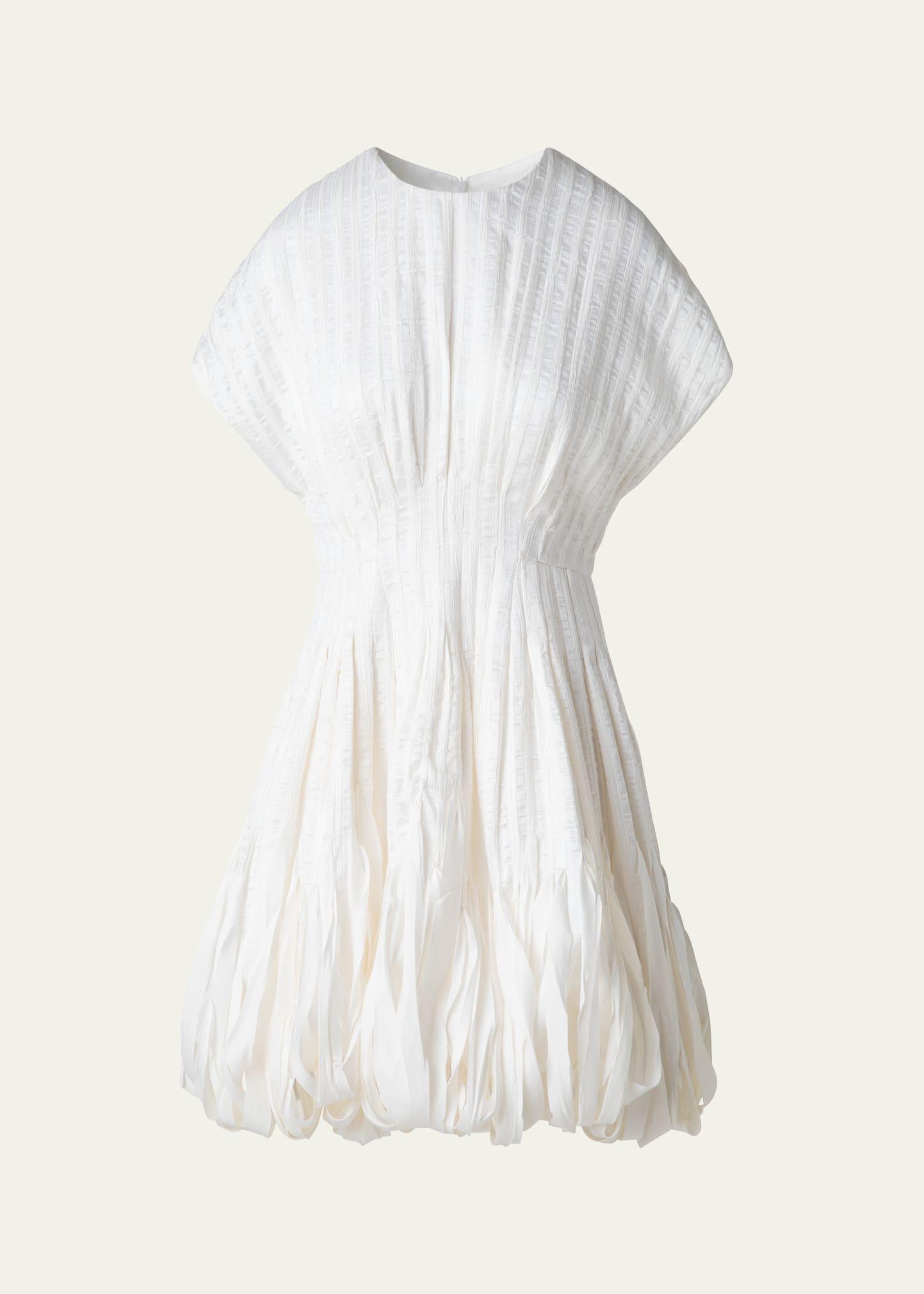 textured silk bubble-hem mini dress