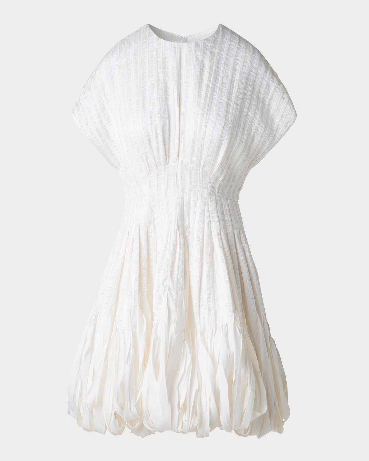 textured silk bubble-hem mini dress