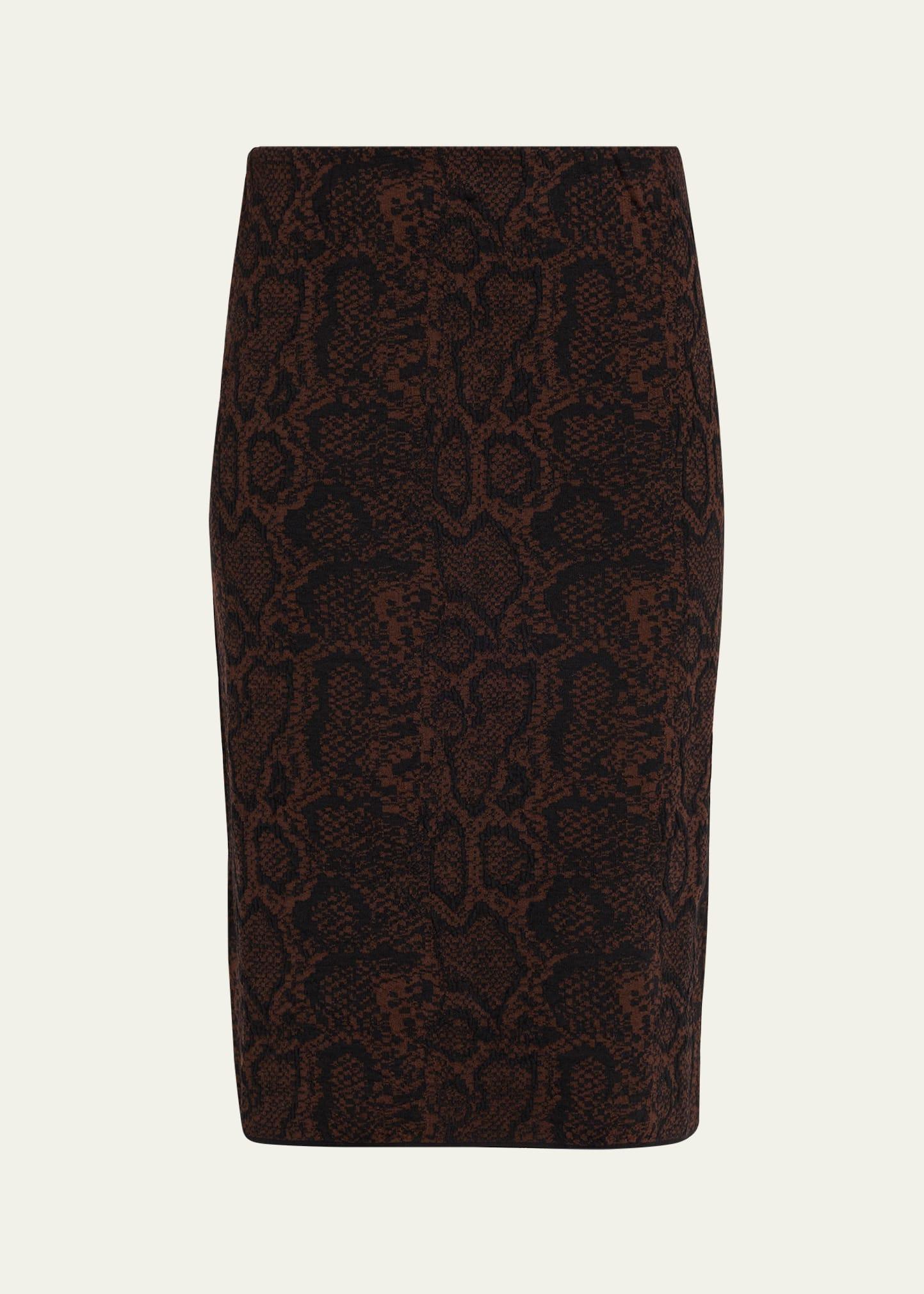 textured snake jacquard pencil skirt